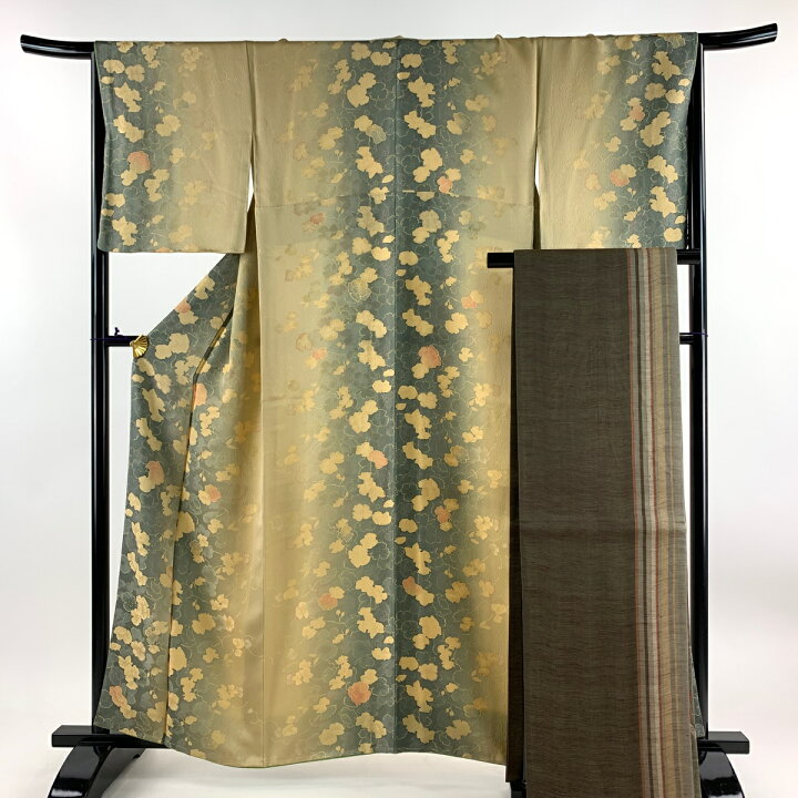 楽天市場】小紋 身丈158.5cm 裄丈67cm M 袷 袋帯セット 草花 縦ぼかし  