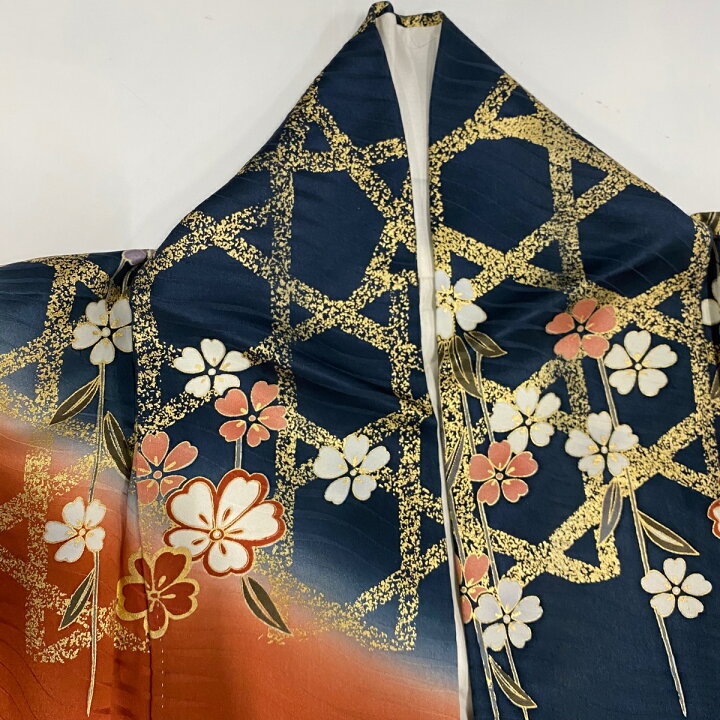 楽天市場】振袖 身丈166cm 裄丈67.5cm L 袷 桜 蝶 金彩 金糸 山吹色
