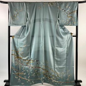 30％OFF 訪問着 身丈163cm 裄丈71cm L 袷 蔓帯 橘 金糸 金銀彩 水色 正絹 秀品 【中古】 msp30