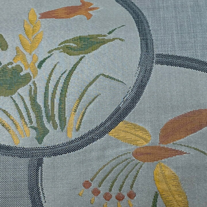 楽天市場】袋帯 美品 名品 木屋太 落款あり 草花 円相文 青灰色 六通 