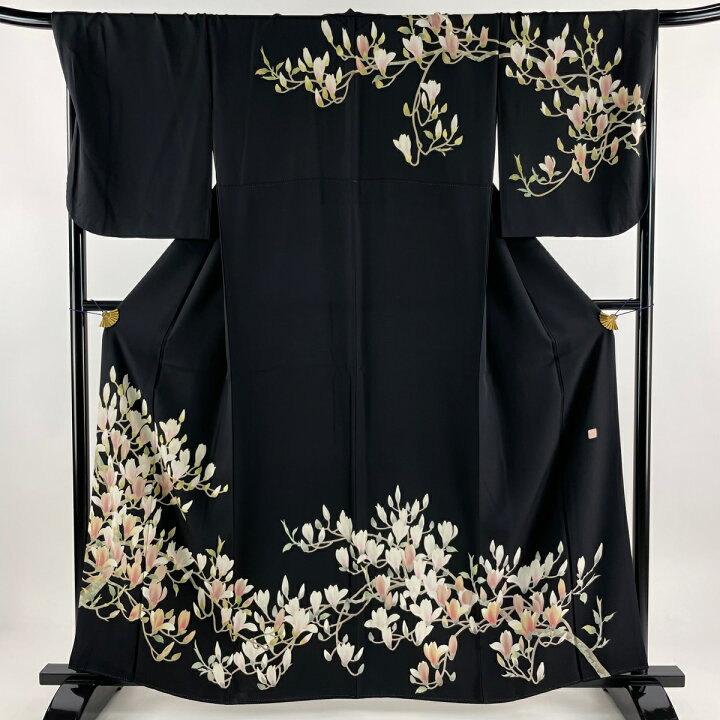 楽天市場】訪問着 身丈161.5cm 裄丈69cm L 袷 落款あり 木蓮 黒 正絹  