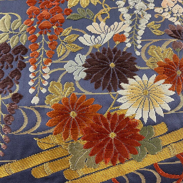 楽天市場】袋帯 美品 秀品 能衣花筏紋 金銀糸 箔 青灰色 六通 正絹 