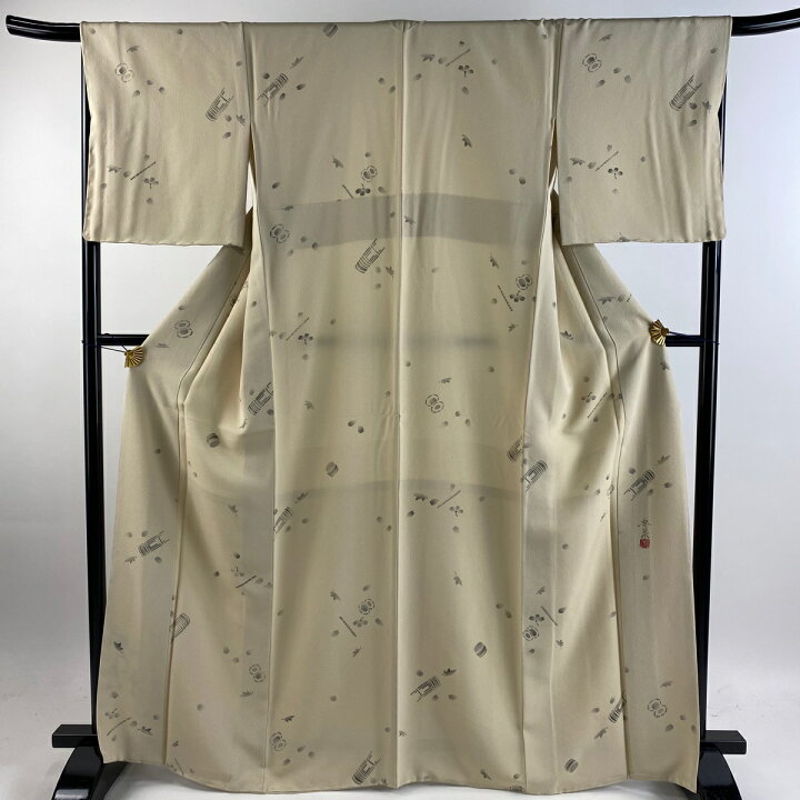 楽天市場】小紋 身丈167cm 裄丈67cm M 袷 落款あり 和楽器 桜 ベージュ  