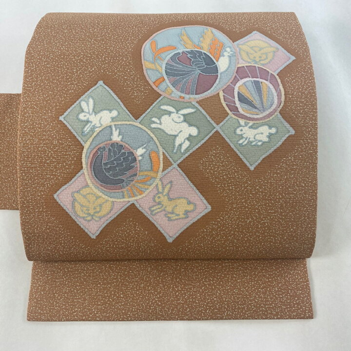 楽天市場】名古屋帯 美品 名品 うさぎ 鳥 茶色 正絹 【中古  