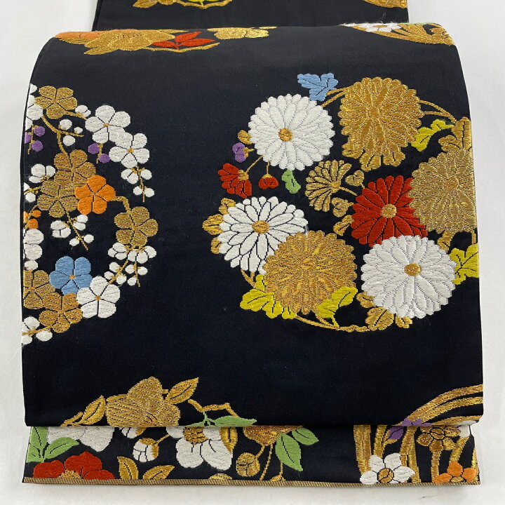 楽天市場】袋帯 逸品 河合美術織物 落款あり 京西陣織 花丸文 金糸