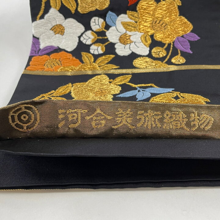 楽天市場】袋帯 逸品 河合美術織物 落款あり 京西陣織 花丸文 金糸  