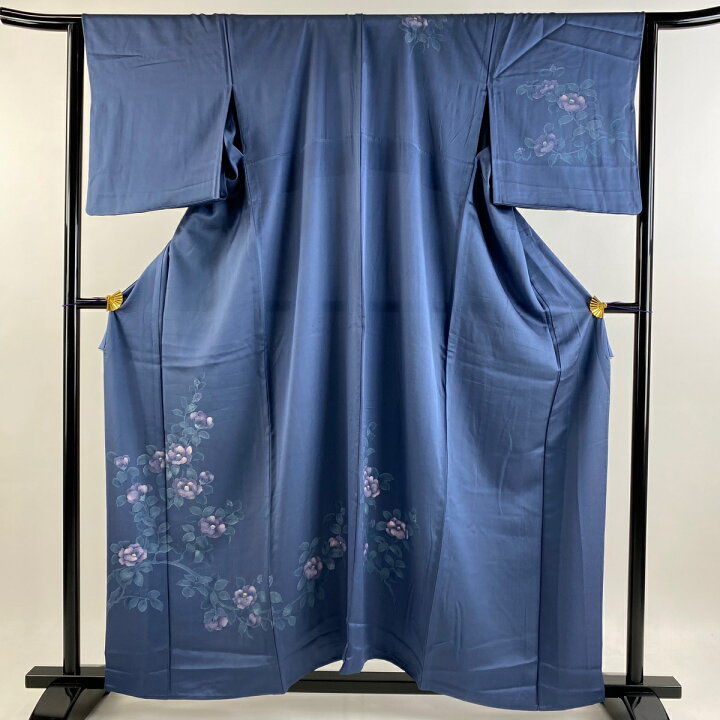 楽天市場】付下げ 身丈157.5cm 裄丈65cm M 単衣 椿 青灰色 正絹 優品  