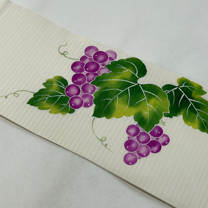 楽天市場】名古屋帯 美品 優品 夏帯 絽 葡萄 クリーム 正絹 【中古 
