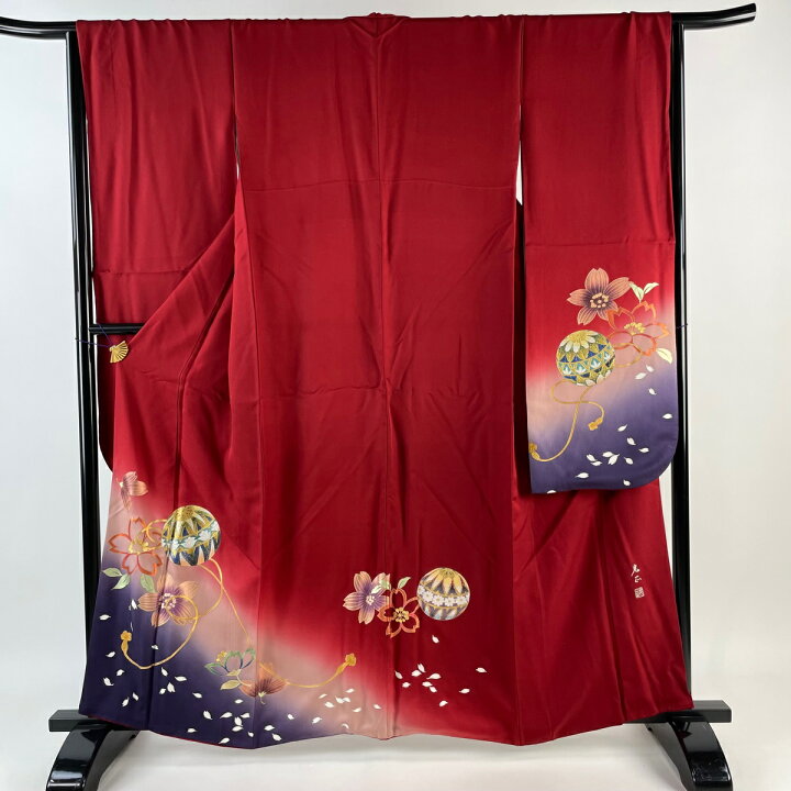 楽天市場】振袖 身丈161cm 裄丈65.5cm M 袷 和田光正 落款あり 鞠 桜  