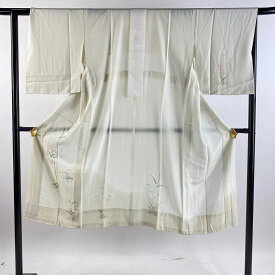 長襦袢 身丈125.5cm 裄丈64cm M 草花 ぼかし クリーム 正絹 美品 秀品 【中古】