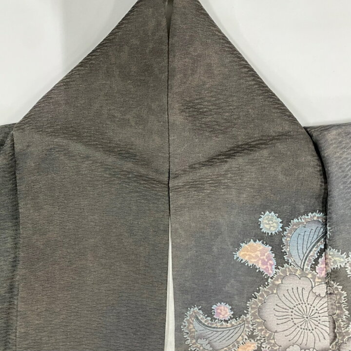 楽天市場】訪問着 身丈160cm 裄丈65cm M 袷 草花 蝶 金糸 金彩 灰色  