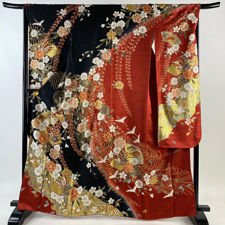 楽天市場】振袖 身丈164cm 裄丈65.5cm M 袷 枝垂れ桜 扇面 金糸 金銀彩