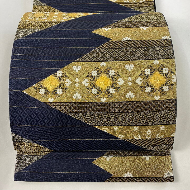 楽天市場】袋帯 美品 逸品 じゅらく 落款あり 黄金繭 菱 華文 金糸 箔 