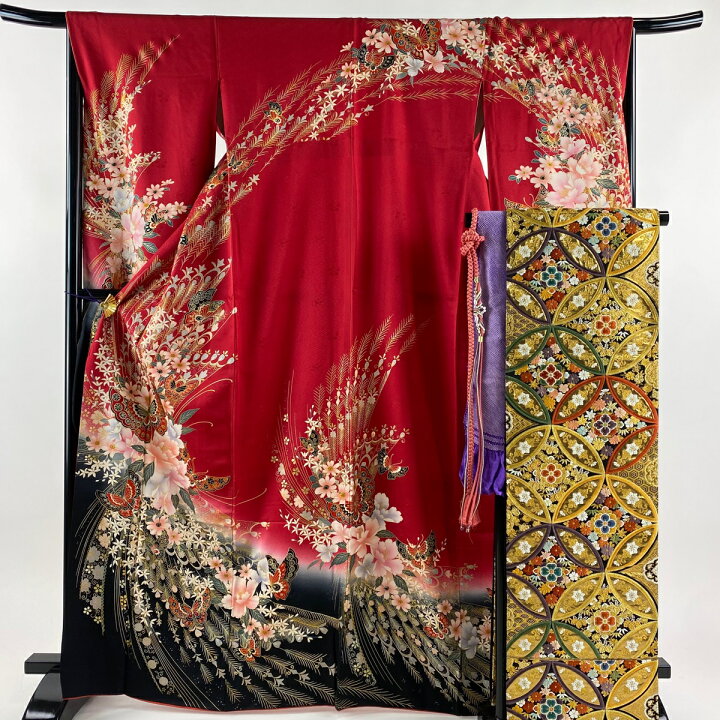 楽天市場】振袖 身丈166cm 裄丈67cm M 袷 袋帯フルセット 蝶 草花 金糸 