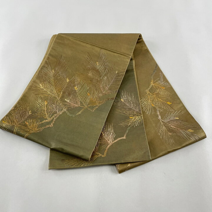 楽天市場】袋帯 名品 和田光正 落款あり 松 箔 金彩 茶緑色 お太鼓柄 