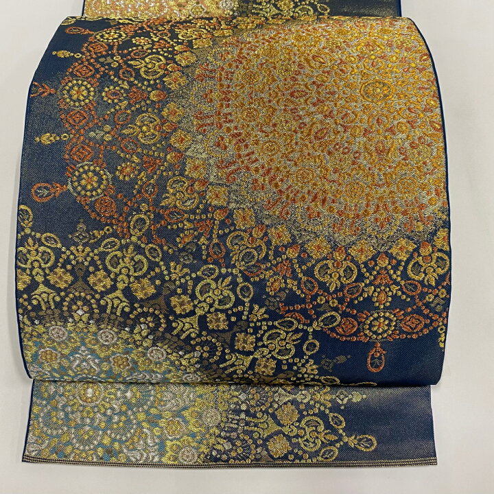 楽天市場】袋帯 美品 逸品 川島織物 落款あり 華文 金銀糸 箔 青 六通 