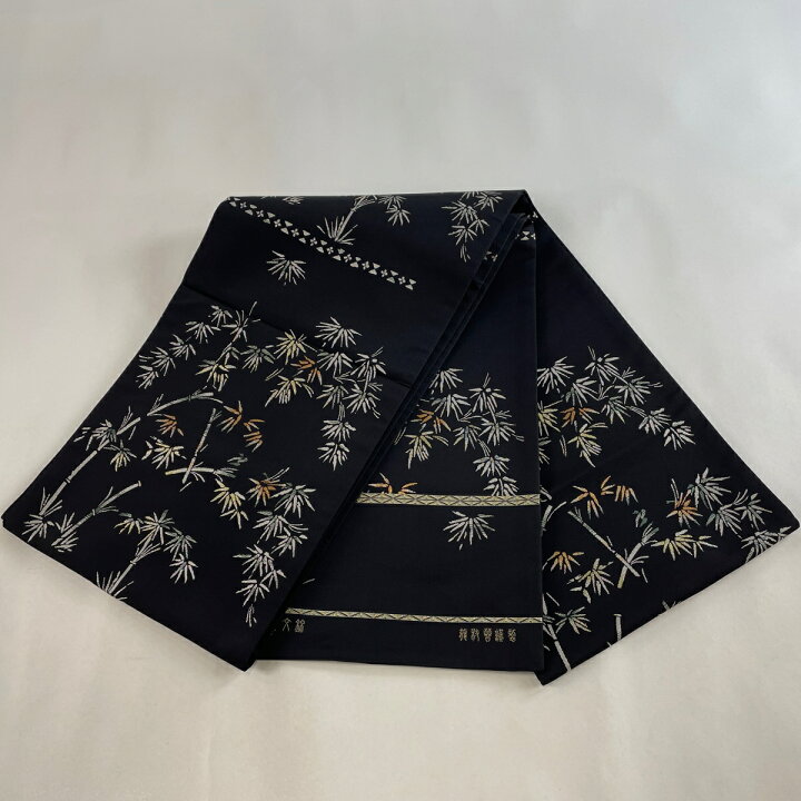 楽天市場】袋帯 美品 逸品 龍村晋 落款あり 竹葉文錦 金糸 箔 黒 全通 