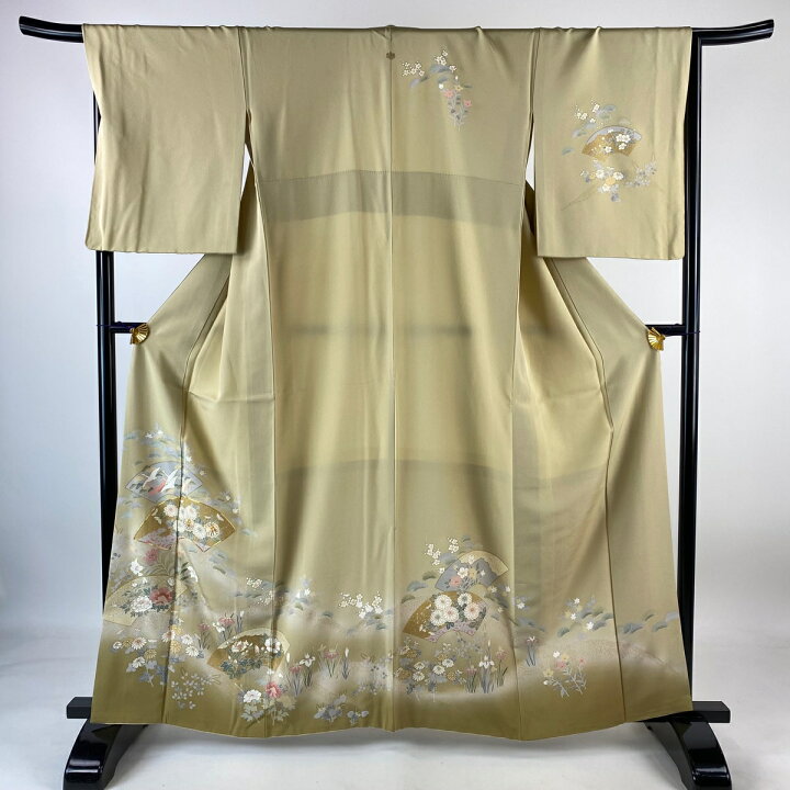 楽天市場】訪問着 身丈161cm 裄丈68cm L 袷 鈴乃屋 扇面 菊 金糸 金彩  