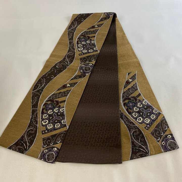楽天市場】袋帯 美品 逸品 落款あり 菱屋久兵衛 黄金ムガ蚕 草花 幾何 