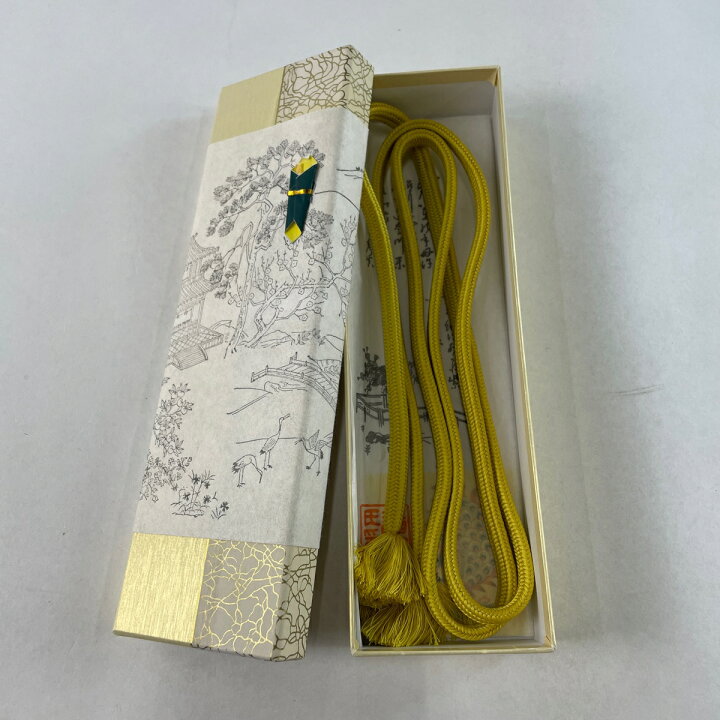 帯締め 美品 名品 無形文化財 有職組紐 道明 山吹色 正絹 和装小物  