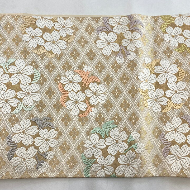楽天市場】袋帯 逸品 落款あり 山口弘射監修 松皮地桜花文 金銀糸 唐織 