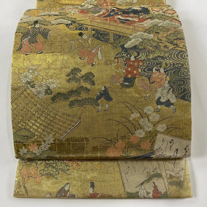 楽天市場】丸帯 美品 逸品 証紙あり 平安絵巻集成 金糸 箔 金色 正絹  