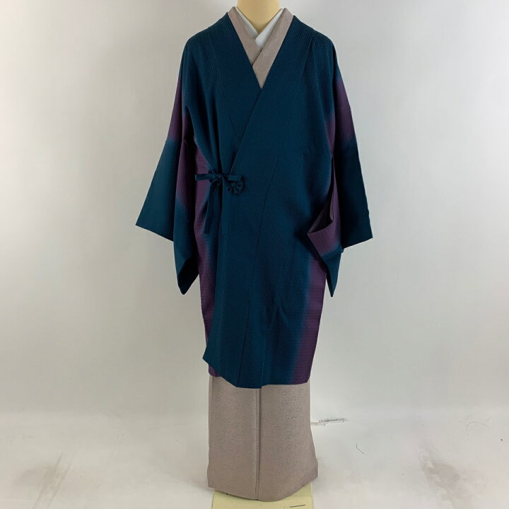 楽天市場】道中着 身丈96.5cm 裄丈67cm M 和装コート 地紋 縦ぼかし 青 