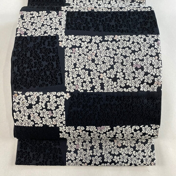 楽天市場】袋帯 逸品 桜 刺繍 黒 六通 正絹 【中古】 : バイセル 楽天  