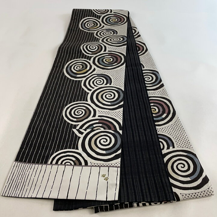楽天市場】袋帯 美品 名品 渦巻 縞模様 墨色 六通 正絹 【中古 