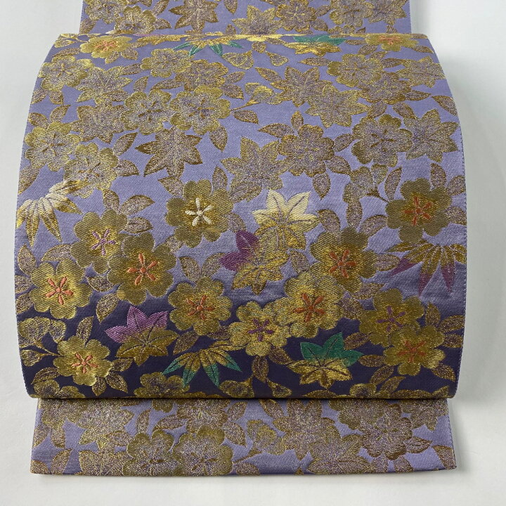 楽天市場】袋帯 美品 秀品 桜 楓 金糸 箔 薄紫 六通 正絹 【中古 