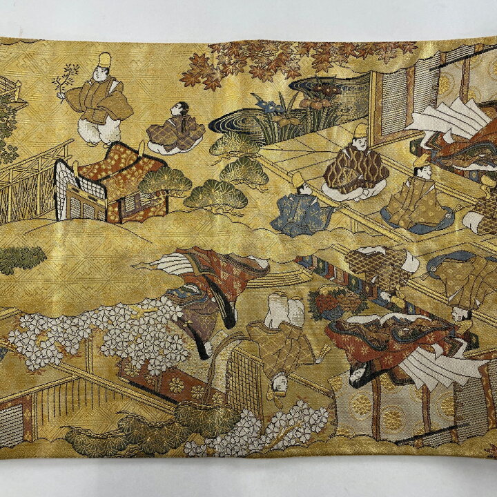 楽天市場】袋帯 美品 秀品 本金二重箔全通全景 源氏物語絵図 箔 金糸 