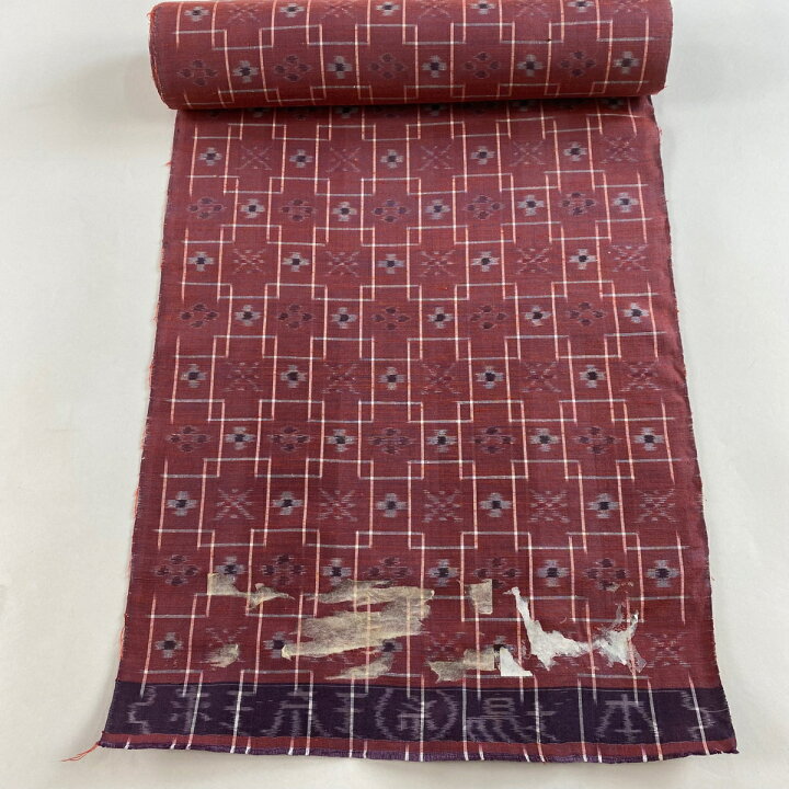 楽天市場】反物 逸品 紬 花 幾何学 えんじ色 正絹 【中古】 : バイセル  
