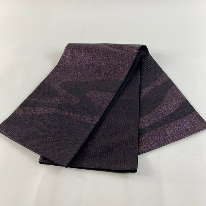 楽天市場】袋帯 美品 秀品 霞 本漆津軽箔 濃紫 お太鼓柄 正絹 【中古  