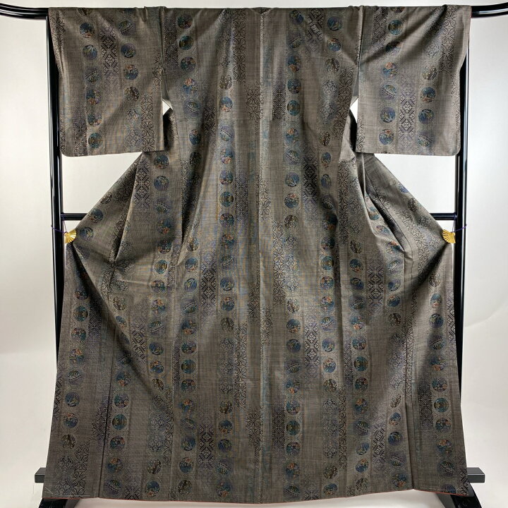 楽天市場】大島紬 身丈167cm 裄丈68cm L 袷 純泥染 証紙あり 草花 菱 