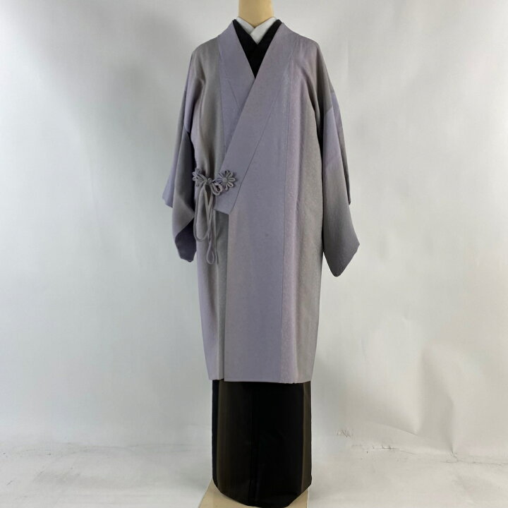 道中着 身丈129.5cm 辞めよ 裄丈63cm S 和装コート 着物衿 木目 オレンジ 