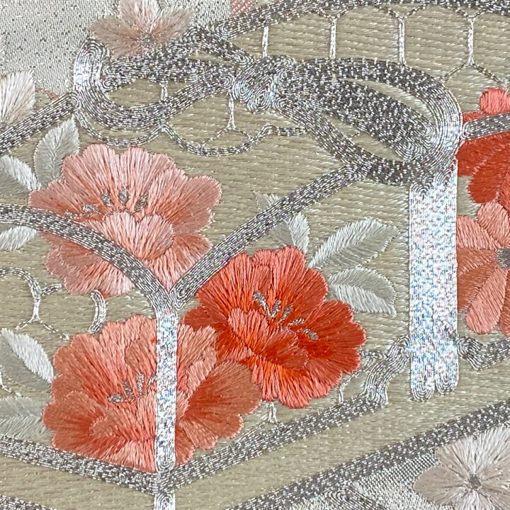 楽天市場】名古屋帯 美品 優品 文箱 雲 銀糸 刺繍 銀色 正絹 【中古 