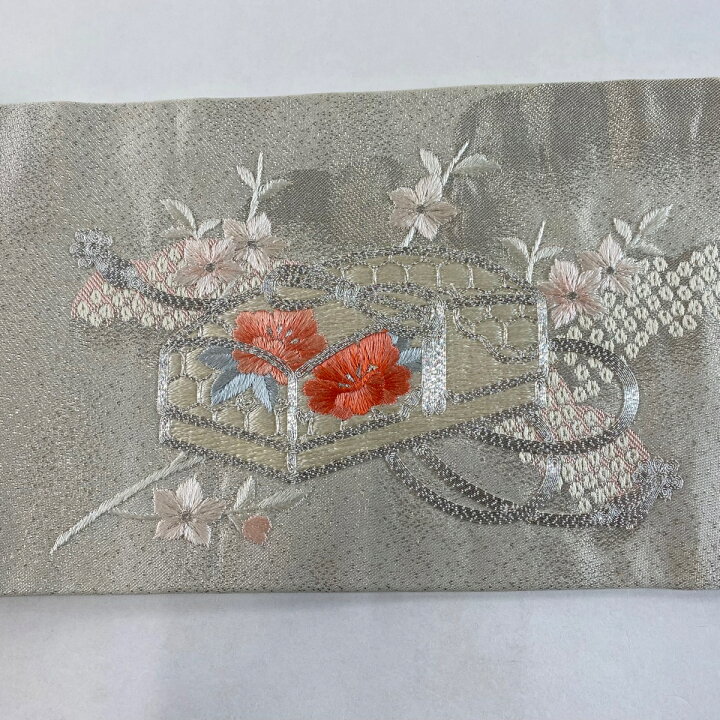 楽天市場】名古屋帯 美品 優品 文箱 雲 銀糸 刺繍 銀色 正絹 【中古 