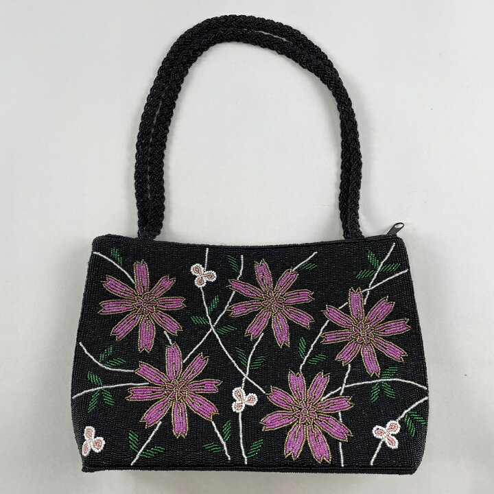楽天市場】和装バッグ 美品 優品 ビーズバッグ フォーマル 草花 黒 