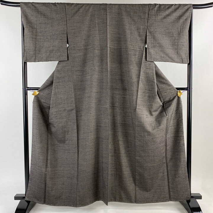 楽天市場】紬 身丈163cm 裄丈66.5cm M 袷 上田紬 証紙あり 縞 灰茶  