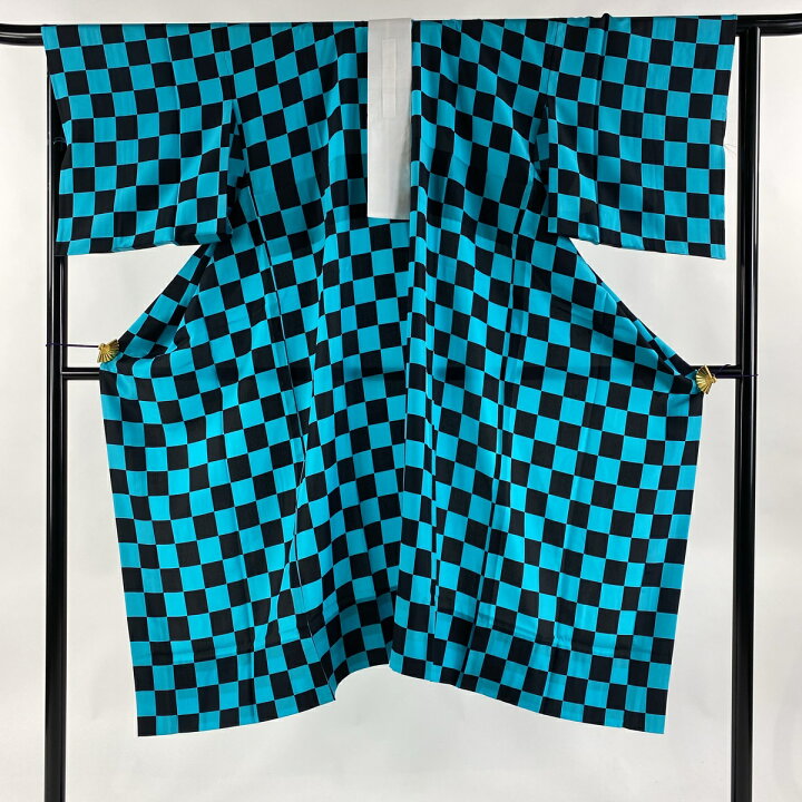 楽天市場】長襦袢 身丈135.5cm 裄丈66cm M 市松 水色 正絹 美品 名品  