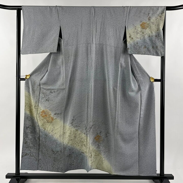 楽天市場】訪問着 身丈154cm 裄丈64cm M 単衣 雪輪 草花 金彩 刺繍  
