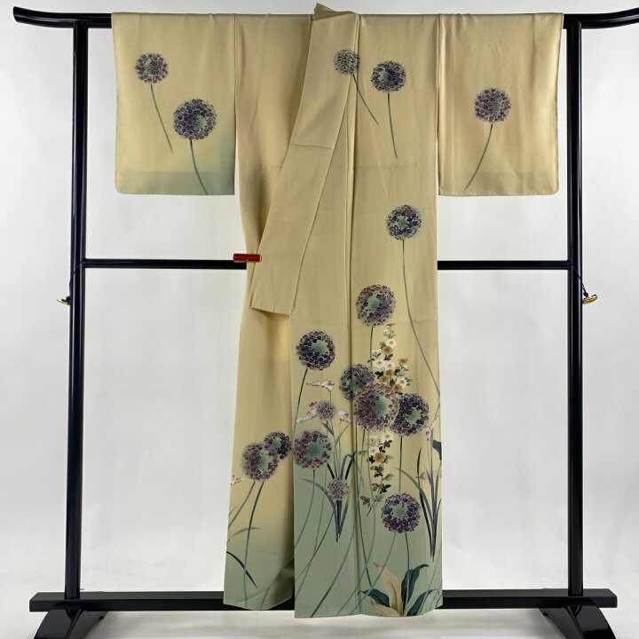 訪問着 身丈154.5cm 裄丈66.5cm M 袷 源氏香 手鞠 金彩 ぼかし 濃紫 正絹 秀品 【中古】
