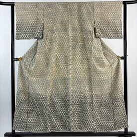 【美品】 付下げ 身丈154cm 裄丈62cm S 袷 草花 ぼかし ベージュ 正絹 秀品 【中古】