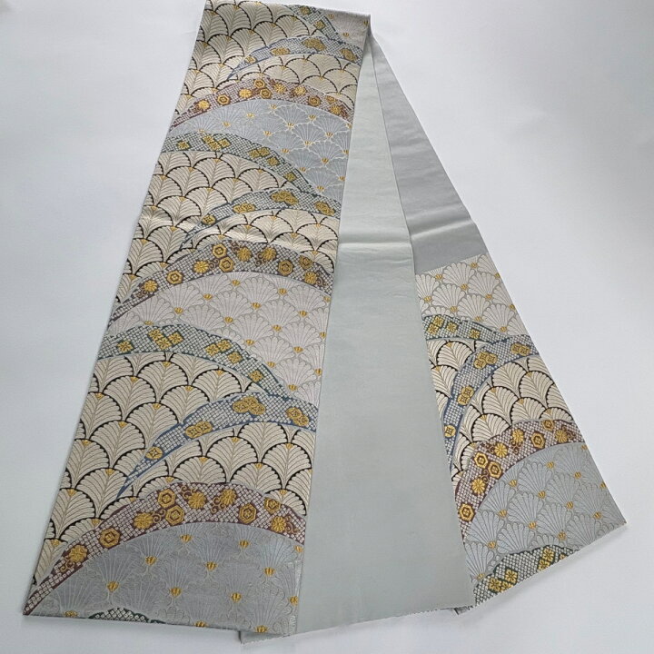 楽天市場】【美品】 袋帯 名品 青海菊雪輪文 金糸 唐織 水色 六通 正絹 
