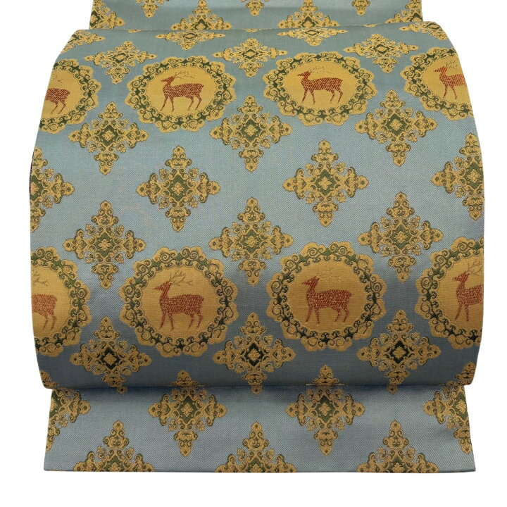 楽天市場】【美品】 袋帯 逸品 龍村晋 リバーシブル 鹿 華文 金糸 灰緑 