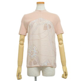 【未使用品】エルメス ツイルレーヌ ショートスリーブニット シルク/コットン混 ベージュ #48【中古】【送料無料】