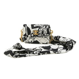 【ポイント3倍!スーパーSALE期間限定】シャネル マトラッセ ショルダーバッグ ナイロン ホワイト/ブラック【中古】【送料無料】