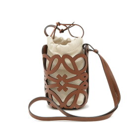 【ポイント3倍!スーパーSALE期間限定】【未使用品】ロエベ アナグラム カットアウト ポケット ショルダーバッグ ブラウン C922Y62X07【中古】【送料無料】