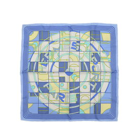 【ポイント3倍!スーパーSALE期間限定】エルメス カレ45 ガブロッシュ ブルー/ホワイト シルク100％【中古】【送料無料】