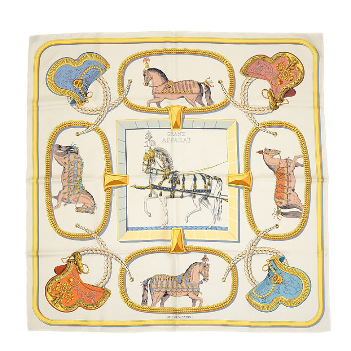 楽天市場】エルメス カレ90 スカーフ グランアパラ 盛装の馬 クリーム  